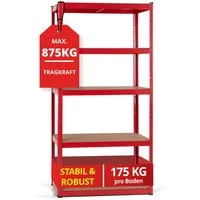 Stagecaptain Schwerlastregal Lagerregal - 5 variabel montierbare Böden - auch als Werkbank umbaubar, Tragkraft pro Boden: 175 kg, gesamt 875 kg