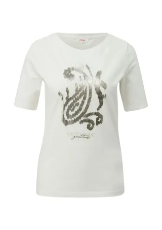 s.Oliver Red Label - T-Shirt aus Baumwollstretch weiß - Gr. - 42