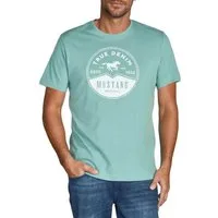 MUSTANG T-Shirt Herren Printshirt Regular Fit (1-tlg) Kurzarm Tee Shirt mit Rundhalsausschnitt aus 100% Baumwolle