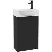 STAMAR Waschtisch Badmöbel Hängeschrank 40 cm mit Waschbecken Schwarz, Unterschrank hängend Keramik-Becken schmal 22cm Tiefe kompakt