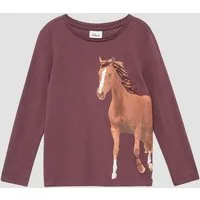 s.Oliver Langarmshirt T-Shirt Longsleeve mit Pferde-Print und Pailletten
