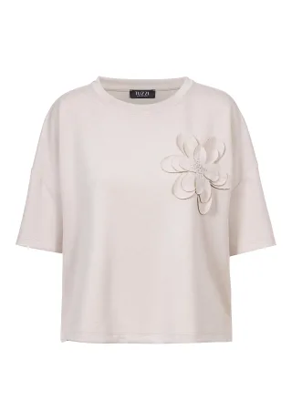 tuzzi - Shirt ROSÉ ALL DAY mit 3D-Blütenapplikation pearl - Gr. - 38
