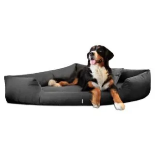 Tierlando ® TRIVIA | Orthopädisches Eckhundebett Polyester Hundebett Dreieckbett schwarz/ graphit 80 cm, 25 cm, 80 cm