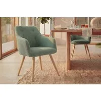 riess-ambiente Esszimmerstuhl SCANDINAVIA MEISTERSTÜCK salbei/natur - Strukturstoff, Gummibaum (Einzelartikel, 1 St), Nordischer Stuhl - ideal für Esszimmer, Wohnbereich oder Homeoffice