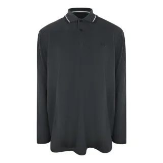 Fred Perry Weißes Poloshirt Mit Zweifarbigem Kragen In Gunmetal-grau Mit Langen Ärmeln