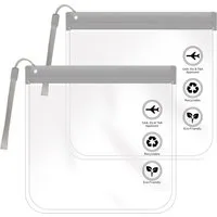 Zaewry Kulturbeutel Transparent Kulturtasche,Flugzeug Beutel Flüssigkeiten 20 x 20 cm (1 Liter Beutel Flugzeug Reisebeutel, Waschtasche für Damen & Herren, 2-tlg), Reise Gadgets Must Have, Wasserdichter und Auslaufsicher mit Lanyard