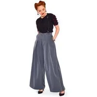 Voodoo Vixen Marlene-Hose Khloe Grey Vintage Trousers 40er Jahre Stil