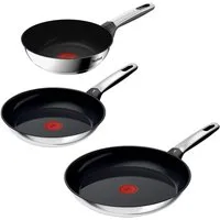 Tefal Pfannen-Set Emotion+, Edelstahl (Set, 3-tlg), Premium Edelstahl, Induktion, spülmaschinenfest, hochglanzpoliert