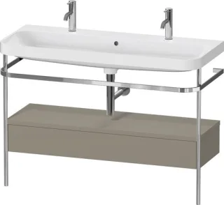 Duravit Happy D.2 Plus c-shaped Set mit Metallkonsole und Schubkasten Stein Grau Seidenmatt 1175x490 HP4854O92920000