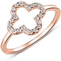 Unique Silberring Kleeblatt mit funkelnden Zirkonia Rosévergoldet SR0485