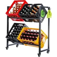 Dimono Flaschenregal Rollbares Getränkekistenregal aus Metall, Aufbewahrung für Bier, Wasser & Limonade