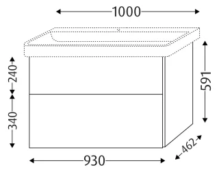 Sanipa Waschtischunterbau mit Auszügen 3way (BP472) 591x930x462 Kaschmir-Matt, BP4721U BP4721U