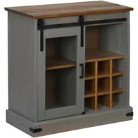 vidaXL Sideboard Sideboard HALDEN mit Schiebetür Grau 80x40x80 cm Massivholz (1 St)