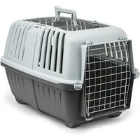 lionto Tiertransportbox für Katzen 58,5x35,5x40 cm, sicher & robust bis 15 kg, Metalltür und -öffnung