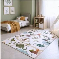 Ayyildiz Teppiche Kinderteppich COCO 1131, auch in rund erhältlich, rechteckig, Höhe: 8 mm, Waschbar bei 30 °C, rutschhemmend, OEKO-TEX® zertifiziert, Dinosaurier