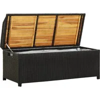 vidaXL Gartenbank, Sitzbank mit Stauraum 120 cm Poly Rattan Schwarz