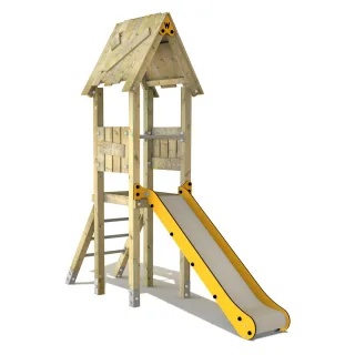PRO Thrill Spielplatz-Rutsche 120 cm Podesthöhe - Robuste Massivholz Konstruktion für öffentliche Anlagen - Wetterfestes HDPE Spielgerät - Wickey
