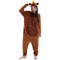 Corimori Partyanzug Onesie Ganzkörper Kostüm für Erwachsene, Kapybara-Kostüm Damen Herren Karneval Tier-Kostüme Capybara mit Yuzu,L