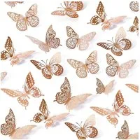 TUWENA 3D-Wandtattoo 48 Schmetterlinge Deko, Schmetterlinge Aufkleber Dekoration Wandtattoo, Abnehmbare Schmetterling Wandaufkleber 48 Stück, 4 Stile, 3 Größen