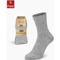 NERS Norwegersocken (6-12 Paar) für Damen und Herren aus Wolle, extra Warm (6-Paar) Wintersocken mit weicher Frotteesohle