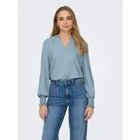 ONLY Blusenshirt ONLMETTE V-NECK LS SMOCK TOP NOOS WVN Kunstfaser, regular fit