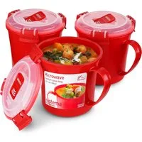 sistema Aufbewahrungsbox Sistema Microwave Suppentasse, 656 ml, BPA-frei, rot, 3 Stück