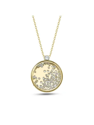 Dkeniz Anhänger mit Kette 925/- Sterling Silber vergoldet bewegliche Zirkonia-Steine