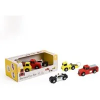 Classic World Spielzeug-Auto Holzautos Set Einsatzfahrzeuge Retro FSC, 3 Stück, ab 18 Mon.