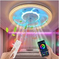 WILGOON Deckenleuchte Deckenventilator mit Beleuchtung, Music RGB Dimmbar mit Fernbedienung, Luftzirkulationsfunktion + Music, LED fest integriert, Warmweiß, Neutralweiß, Kaltweiß, RGB Farbwechsel, Schlafzimmer Leise Ventilator mit Bluetooth für Wohn