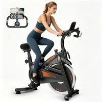 UMAY Heimtrainer 136 kg belastbar, stationäres Heimtrainer-Fahrrad, Indoor-Cycling-Bike (mit besonders komfortablem Sattel)