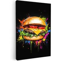 OneMillionCanvasses® Leinwandbild Hamburger - Graffiti - Farbe - Bunt - Essen - Abstrakt, Fotodruck (1 St), Wandbilder für Esszimmer, Wanddeko Bilder Küche 20x30 cm