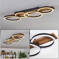 hofstein Deckenleuchte Deckenlampe aus Metall/Holz/Kunststoff in Schwarz/Braun/Weiß, 3000 Kelvin, Deckenleuchte im modernen Design, 30 Watt, 3000 Kelvin