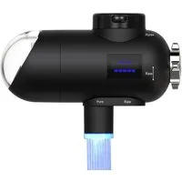 HOMELODY Wasserhahnfilter Wasserfilter für Trinkwasser mit UV-Licht und LED-Anzeige, Doppelmodus, Aktivkohle,Schwarz,für Standard-Wasserhähne