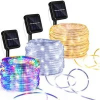 Clanmacy LED-Lichterschlauch LED Solarleuchte 10m LED Solar Lichterkette Solarleuchten,warmweiß