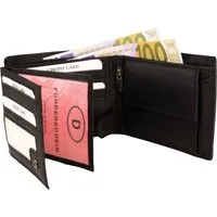 MIRROSI Geldbörse Herren aus weichem Nappaleder mit RFID-Schutz Querformat (Portemonnaie Echtleder mit 7 Kartenfächer, Münzfach, 12x9,5x2cm)