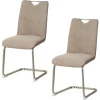 HTI-Living Freischwinger Schwingstuhl Taupe/Antikhellbraun 2er Set Emrys (Set, 2 St), Esszimmerstuhl Küchenstuhl Besucherstuhl