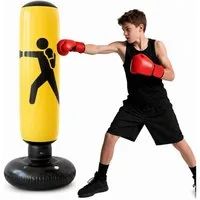 MOPUEA Boxsack Boxsack Sports Verstaubar 160cm Standboxsack gelb (Set, 1-tlg., Ideal für Box-, Fitness- und Reaktionstraining), Heimfitness