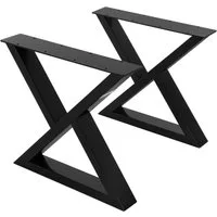 ML-DESIGN Tischbein 2er Set Tischgestell Bankkufen Tischkufen Möbelfüße aus Stahl, Kufengestell Bankkufen X-Form Schwarz Bankbeine für DIY-Projekte