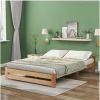 Flieks Futonbett, Doppelbett Massivholzbett mit Kopfteil und Lattenrost