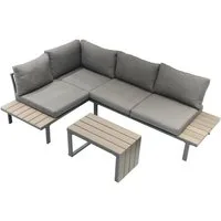 ONDIS24 Gartenlounge-Set Ecksitzgarnitur Gartenmöbel-Set Eckbank, (3-tlg), inkl. Auflagen, Tisch mit Polywoodplatte, Holzoptik
