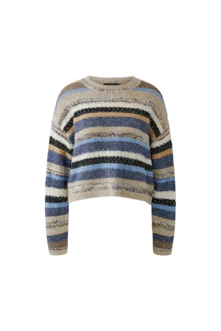 Oui - Pullover lt brown blue - Gr. - 36