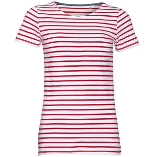 SOLS - "Miles" T-Shirt Rundhalsausschnitt für Damen (Weiß/Rot)