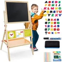 Mamabrum Standtafel 2-in-1 Kindertafel – Magnetische Kreidetafel und Whiteboard