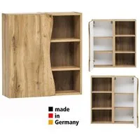 Lomadox Hängeschrank KAHLA-03 mit Regal 60 cm breit in Wotan Eiche Nb., B/H/T: ca. 60/64/20 cm