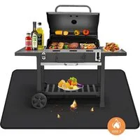 PRIISF Bodenschutzmatte Feuerfeste Unterlage Bodenschutzmatte Kamin Herd Grill Teppich Schwarz, 122*76cm, 127*97cm, Rutschfeste Schutzmatte Flammfeste Unterlage
