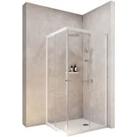 Schulte Eckdusche Corner 180 cm Höhe, BxT: 90x90 cm, Sicherheitsglas, Eckeinstieg Schiebetüren Alpin Weiß