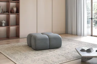 Polsterhocker Designerhocker DARCY 85x85 cm in Stoff Salvador Grau