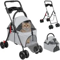 JEOBEST Hundebuggy Tragbarer Faltbar Hund Kinderwagen, Haustier Transportwagen, (360° Verschleißfeste Gummiräder, Netzfenstern)für Kleine Hunde & Katz