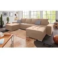 COLLECTION AB Wohnlandschaft Josy XL U-Form, Breite: 313 cm, Liegefl. 137x266 cm, Bettfunktion, Bettkasten & 2 Zierkissen, Federkern