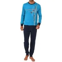 Normann Pyjama Normann Herren langarm Schlafanzug mit Bündchen und edlen Frontprint